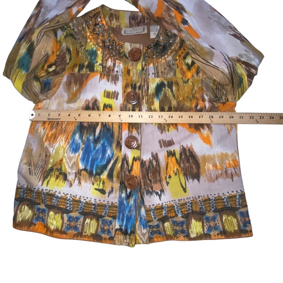 Life Style Beaded Artsy Multi Colored Wood Button Jacket - Women’s Medium - Picture 2 of 12